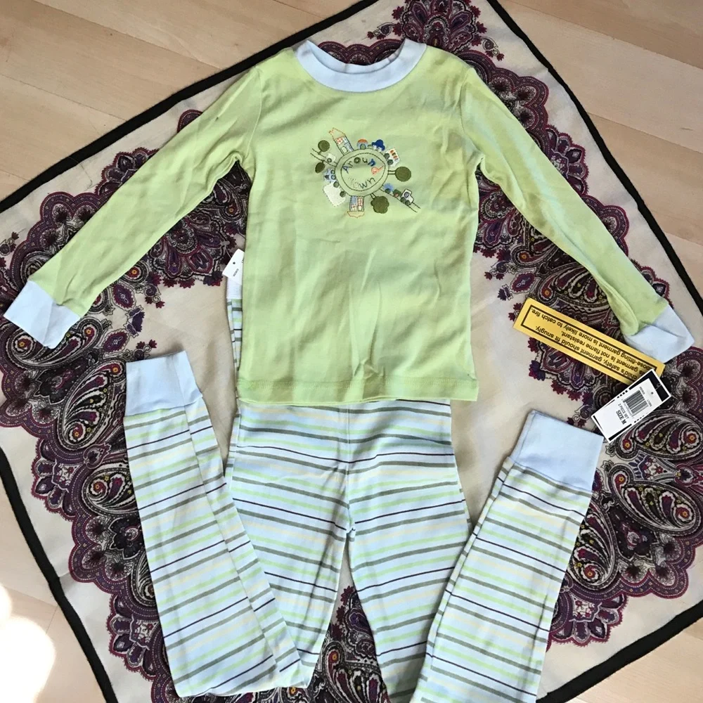New vintage multicolored Little Guys organic cotton pajama set
